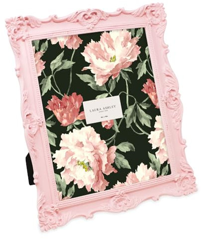 Laura Ashley Bilderrahmen, kunstvoll, handgefertigt, Kunstharz, mit Staffelei und Haken, für Tischplatte und Wand, dekoratives Blumendesign, Heimdekoration, Fotogalerie, Kunst, 20,3 x 25,4 cm, Rosa