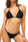 SHEKINI Damen Bikini Set Klassischer Triangel Rückenfrei Bikinioberteil Verstellbare Bademode Brasilianer Niedrige Taille Tanga Bikinihose Zweiteiliger Badeanzug(S,Schwarz)