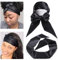 Leeven Satin Edge Scarf for Lace Front Wig Hair Glue Brushed Laying Soft Black Edge Styling Scarves 2Pcs Silky Edge Styling Scarf Frontal Headband for Woman