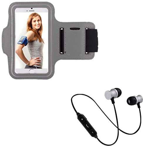 Sport-Set für Sony Xperia 5 Smartphone (Bluetooth-Kopfhörer + Manschetten) Laufen T7 (Silber)