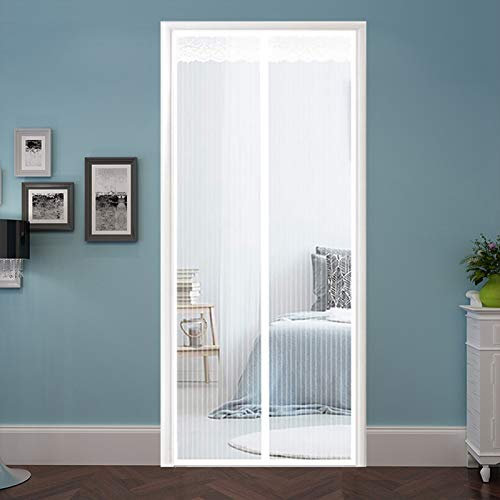 AMZERO Fliegengitter Tür Magnetisch Balkontür, 85x200cm Insektenschutz Fliegengitter mit Rahmen mit Heavy Duty Mesh für Balkontür Terrassentür Wohnzimmer, Weiß