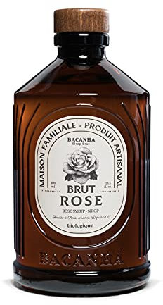 BACANHA - Sirop Bio et Brut - Sirop de Rose - Pour Cocktail, Eau, Café, Limonade et Thé Glacé - 400 mL
