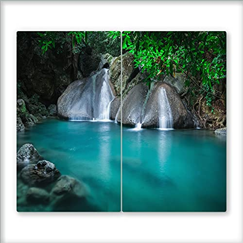 CANVAS FLY 60x52 Glas-Herdabdeckplatte 2-teilig, Ceranfeld-Abdeckplatte, Herdabdeckung Schneidebrett Glas, Glasplatte, Abdeckplatte Ceranfeld Induktionskochfeld, Kochfeld-Abdeckung