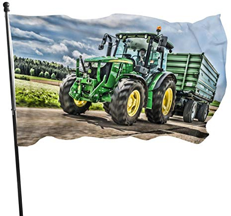 Gartenflagge für Haus im Freien, Veranda, Willkommens-Feiertagsdekoration, Flagge 3x5 Ft, Polyester-Party-Hausgarten-Flaggen-Dekoration, grüner Bauernhof-Traktor