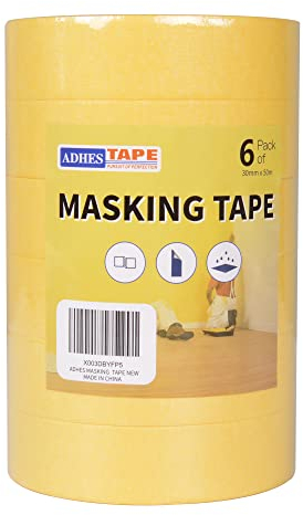 ADHES Malerkrepp Kreppband, Malerkreppband, Gelb maler klebebänder für Malerarbeiten, Saubere Kanten, Keinerlei Rückstände, 1.18inch x 55yard (30mm x 50m)