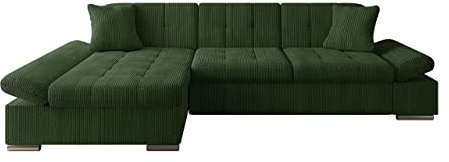 Mirjan24 Ecksofa Malwi Cord mit Regulierbare Armlehnen, L-Form Sofa mit Schlaffunktion und Bettkasten, Design Eckcouch, Wohnlandschaft, Couch (Poso 14, Seite: Links)