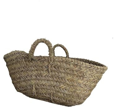 Jardin202 - Capazo de Esparto con Asas Decorativo | Capazo Fibra Natural Sostenible | Cesto para Leña | 35 x 18 x 11 cm -
