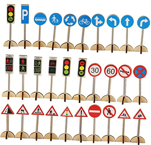 NUOBESTY 1ensemble Panneaux De Signalisation Routière pour Garçon Fille Jouet Éducatif De Reconnaissance des Signaux De Circulation pour Apprentissage Précoce Jeu Créatif