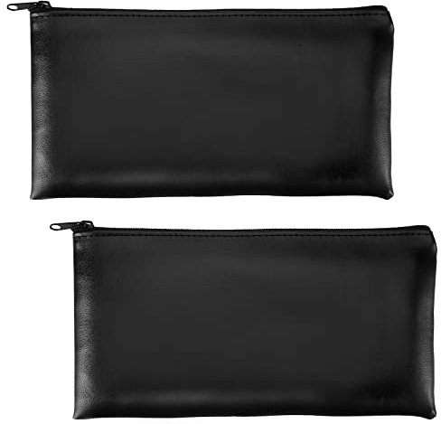 TIESOME Banktaschen, 2 Stück Geldbeutel Geldtasche, Geldtaschen Banktasche PU Dokumententasche mit Reißverschluss wasserdicht Banktasche für Schule, Haushalt, Business (schwarz)