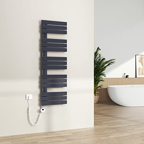 S'AFIELINA toallero eléctrico baño 1320×400mm, radiador toallero eléctrico con termostato WiFi, temporizador programable y pantalla LCD, secador de toallas de bajo consumo 600 W, Antracita