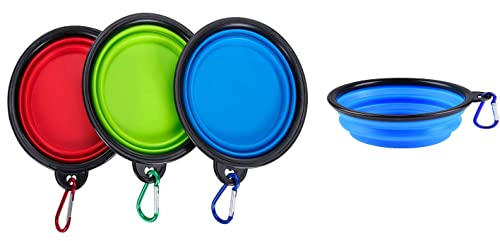 V-VAPE 1 X Dog Bowl Collapsible Travel Dog Water Bowl Portable Cat Pet Silicone Food Bowl with Carabiner Clip