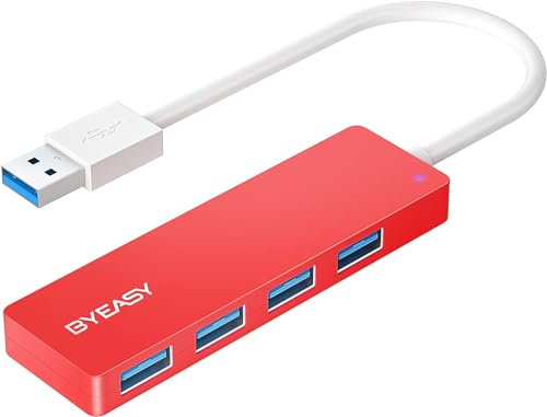BYEASY USB Hub 3.0 de 4 puertos, concentrador de datos portátil ultra delgado aplicable para Macbook Pro, Air, Mini/Pro, Surface Pro, Notebook PC, laptop, unidades flash USB, Tesla Model 3 y HDD móvil