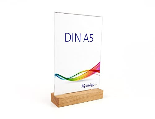 Tischaufsteller »Eiche« DIN A5 hoch, Holz+Acrylglas