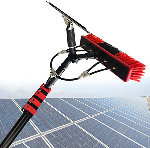 BEESOM 3.6m-10.8m Wasserführende Teleskopstange mit Squeegee,PV Anlage Reinigung, Solarpanel-reinigungsset, Outdoor-waschwerkzeug Hohe Fensterglas-Reinigungsstangen,10.8m