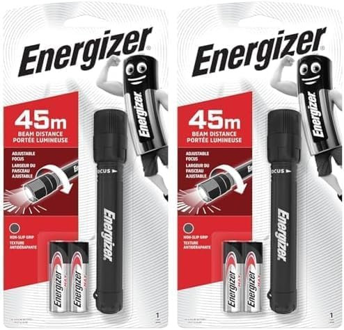 Energizer Lampe Torche LED X-Focus, Lampe de Poche avec Mise au Point, Fine et Légère, Piles Incluses (Lot de 2)
