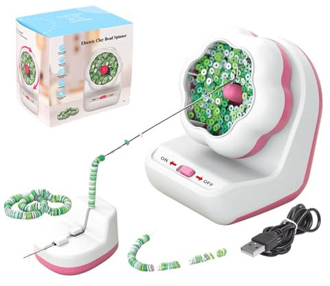 Electric Bead Spinner,Elektrischer Perlendreher mit 2 Nadeln,Automatischer Armband Perlen Bead Spinner Tonperlen,Elektrischer Perlen Spinner für Schmuckherstellung,Armbänder,Halskettenherstellung
