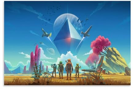 Poster mit Aufschrift No Mans Sky als Geschenk für Freunde, Schlafzimmer, Wohnzimmer, Dekoration, modernes ästhetisches Poster, dekorative Malerei, Leinwand, Wandposter und Kunstdruck, moderne