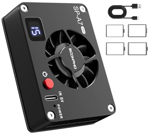 Ventilador de refrigeración de cámara para cámara Sony/Canon/Fujifilm/Nikon, Ventilador de refrigeración de cámara Inteligente Ajustable con Pantalla LCD
