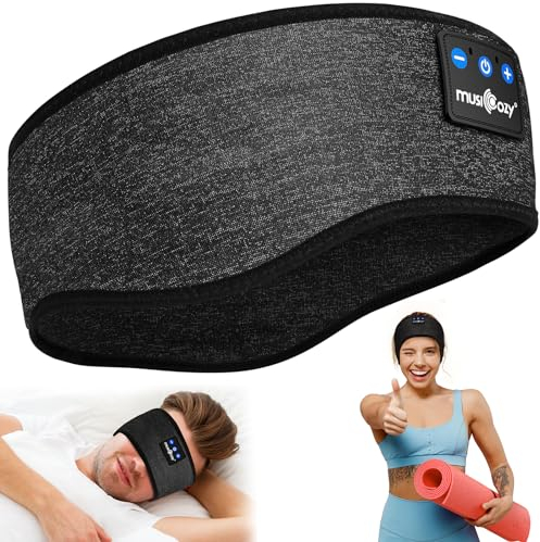 MUSICOZY Schlafkopfhörer Bluetooth, Schlaf Kopfhörer Stirnband Schlaf-Ohrhörer Headband Kabellos Sportskopfhörer 16+STD Bequemes Musik Stirnband zum Schlafen für Sport Training Joggen Yoga Reisen