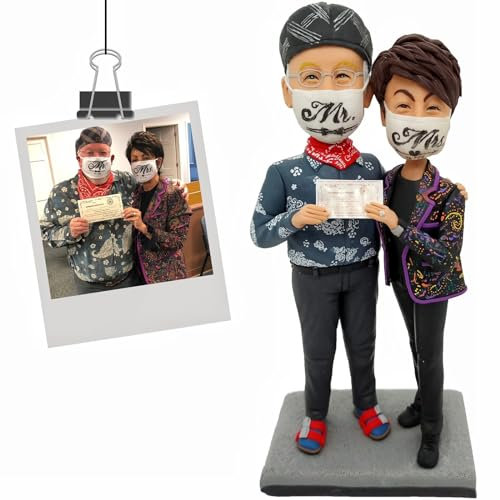 Individuelle Wackelköpfe für Paare, lässiges Paar, vollständig anpassbar mit Polymer, Ton benutzerdefinierte Wackelkopf-Figuren, personalisiert als Geschenk