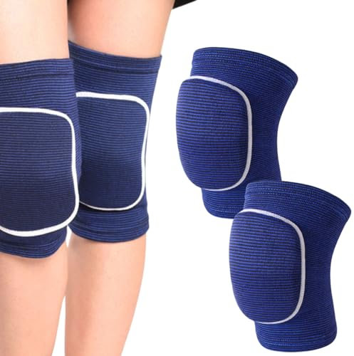 JRYXDS Set di Ginocchiere Sportive, Ginocchiere da Ballo da 2 Pezzi, Ginocchiere Elastiche, Ginocchiere da pallavolo Antiurto per Donne e Uomini per Corsa, Sport, Danza, Yoga(blu)