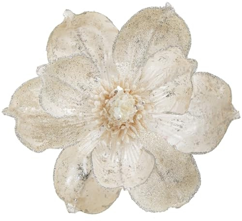 Briful 4 Stücke Weihnachtsstern Christbaumschmuck Magnolie Kunstblumen mit Glitzern Poinsettia Kunstzweig Weihnachtliche Dekoration Weihnachtsbaum Neujahr Ornamente