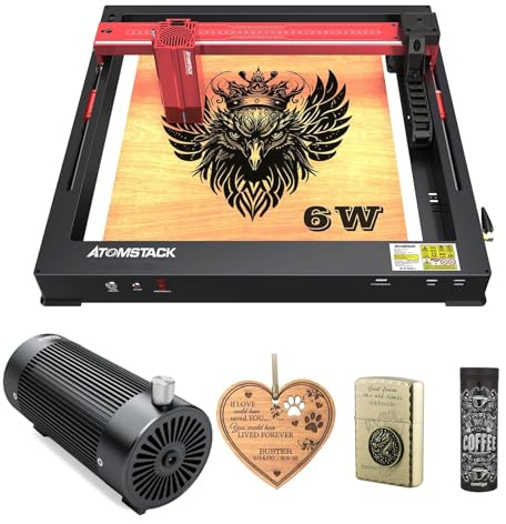 ATOMSTACK A6 Pro Lasergravurmaschine mit F30 V2 Air Assist, 6W optische Leistung Lasergravurmaschine für Sperrholz, Acryl, Papier, Leder