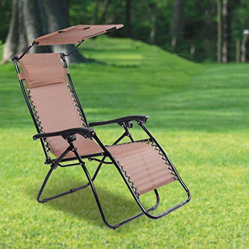 KPERXIS Outdoor Reclining Zero Gravity Chair Travel Garden Relaxer Lounger with Sun Visor for Beach Patio Indoor Max Load 150KG,Sunlounger