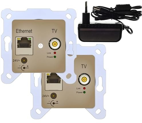 Digital Devices EOC 1000 Starter Set - Ethernet Over Coax (G.Hn) (DVB-C, Netzwerk, Internet, Koaxial-Kabel) 2X Dosen + Netzteil, Weiß, 24 Volt