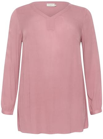 KAFFE CURVE Tunika KCami Damen Große Größen Tunika Casual Langarm V-Ausschnitt Bluse 50, Mesa Rose