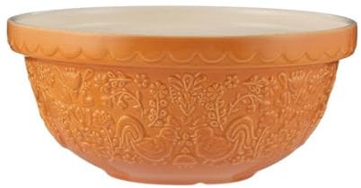 Mason Cash Home to Roost Mixing Bowl | 24cm Earthenware Bowl with Embossed Hen & Cockerel Design | Classic Bakeware for Dough, Pastry & Cake Mixing | Dishwasher & Freezer Safe