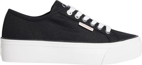 Calvin Klein Damen Vulcanized Sneaker Logo Tag mit Plateau, Schwarz (Ck Black), 36