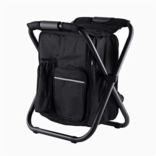 XANAYXWJ Sedia da Pesca Sgabello da Pesca da Campeggio Sedia da Spiaggia Pieghevole Portatile per Esterni con Borsa Termica isolata Sgabelli da Picnic Sedile da Viaggio per Escursionismo(Nero)