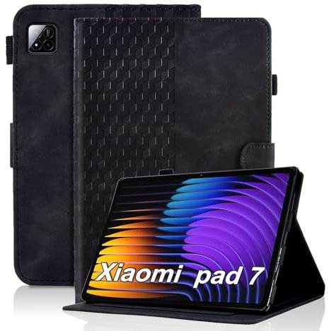 Vkooer Case for Xiaomi Pad 7/7 Pro 11.2 inch 2024 Premium PU Leather Folio Cover Smart Shell with Auto Sleep/Wake Multi Angle Viewing Stand for Xiaomi Pad 7/7 Pro Tablet, Schwarz