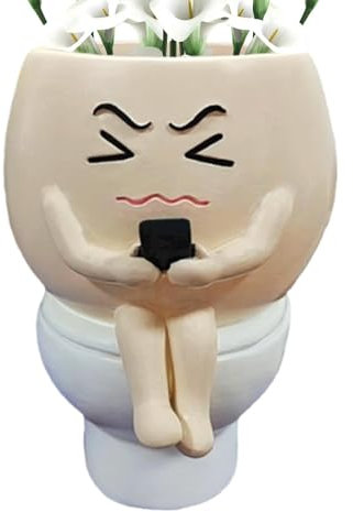 shjxi Plant Pots Indoor, Indoor Pots for Plants, Resin Succulent Pots, Funny Toilet Planter Pots, Flower Plant Pots for Indoor Plants, Small Statue Flower Pots for Plant Lovers