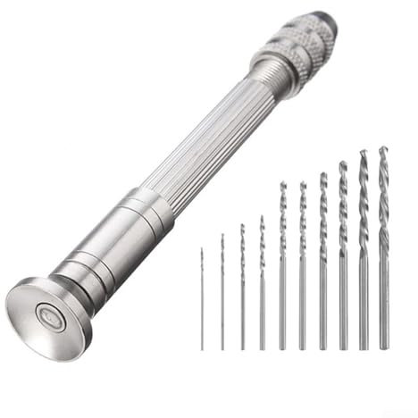 Hobby Tools Leichtes Mini-Handbohrer-Set für Modellbau und andere Bastelarbeiten mit Aluminiumkörper und Präzisionsbohrfutter Größe (11-teiliges Set)