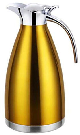 YXUANYZNB Isolierkanne aus 304 Edelstahl, doppelwandig, Kaffeekanne, auslaufsicher, Spritzschutz, Saft, Milch, Teekanne, Isolierung, Gelb, 1,5 l