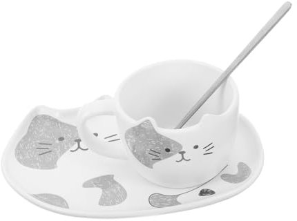 WUSHADEHANS Coffee cups ceramic， Fine Bone China Cup and Saucer,1 Set Cat Coffee Cup Espresso Glass Bike Flag Italian Espresso Cups Espresso Coffee Cups Milk(White)