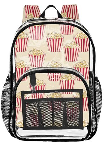 Joitme Popcorn Rucksack für Schulkinder, groß, transparent, Büchertasche, Beige, Popcorn Beige, Einheitsgröße, Popcorn Beige