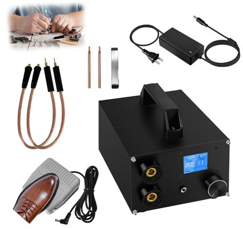 Saldatore a punti con 250 marce regolabile e display LCD da 1,8, controllo della temperatura, uscita doppia impulso, saldatore manuale per lamiera di nichel da 0,1 – 0,3 mm e pacco batteria 18650