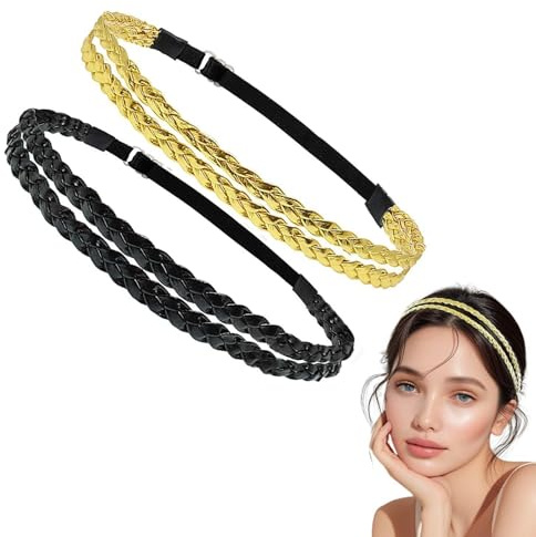 2 Pièces Breas De Cheveux Élastiques Tressés, Accessoires De Cheveux Rétro Et Élés, Simples Et Personnalisés Pour Les Femmes, Taille Réglable, Accessoires De Vêtements.