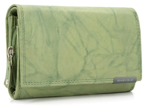 ekavale Geldbörse Damen Leder mit RFID-Schutz 25 Fächer Damen Portemonnaie Lang (Antik-Pastellgrün)