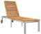 vidaXL Sonnenliege Mit Rollen 207X58X35 cm Massivholz Akazie & Edelstahl Ideal Für Gärten Und Balkone Bequeme Outdoor-Möbel Gepolsterte Holzliege Verstellbare Rückenlehne Zeitgenössisch