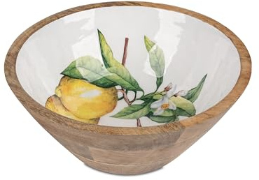 formano Schale Dekoschale 25cm in Vintage-Optik aus Melamin/Holz mit glasierter Oberfläche und Zitronen-Dekor verziert