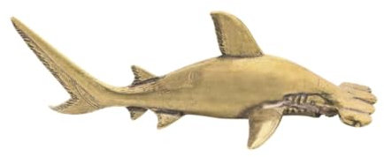 Folpus Hammerhai aus Messing, 16,6 cm, Statue, Hai-Skulptur, Sammlerstück für die Dekoration im Eingangsbereich des Büros zu Hause