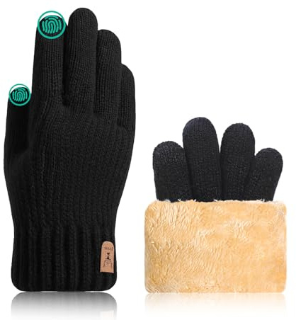 JUNRUI Winter Thermal Gloves Upgraded Touch Screen Warm Fleece Lining for Cold Weather for Men Women