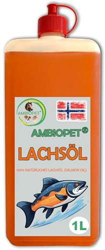Ambiopet Premium Lachsöl Fisch-Öl für Hund Pferd Katze Barf Omega 3 & 6 Lachs (1L)