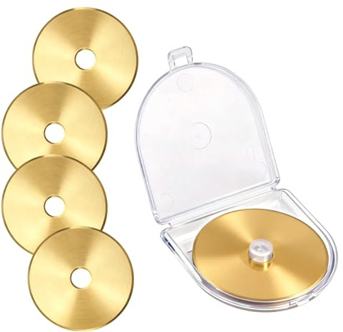 Lot de 5 Lames de Coupe Rotative Revêtues Titane, Lames Circulaires Rechange Universelles pour Fiskars/OLFA/Martelli/Dremel/Truecut/DAFA pour Couture Quilting Scrapbooking (60mm)