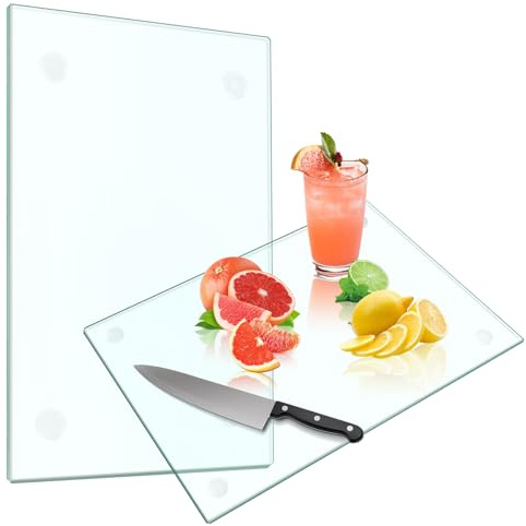 2 Stück - 20/40 x 30 cm Schneidebrett aus gehärtetem Glas für die Küche