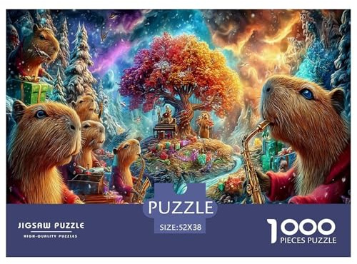 Wasser Capybara Band Puzzle 1000 Teile Impossible Geschicklichkeitsspiel Für Erwachsene Und Kinder Ab 14 Jahren, Klassische Geschenk Farbenfrohes Legespiel Home Dekoration 52x38cm/1000pcs